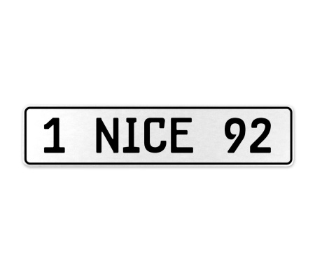 1 NICE 92  - White Aluminum Street Sign Mancave Euro Plate Name Door Sign Wall