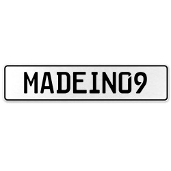 MADEIN09  - White Aluminum Street Sign Mancave Euro Plate Name Door Sign Wall