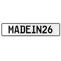 MADEIN26  - White Aluminum Street Sign Mancave Euro Plate Name Door Sign Wall