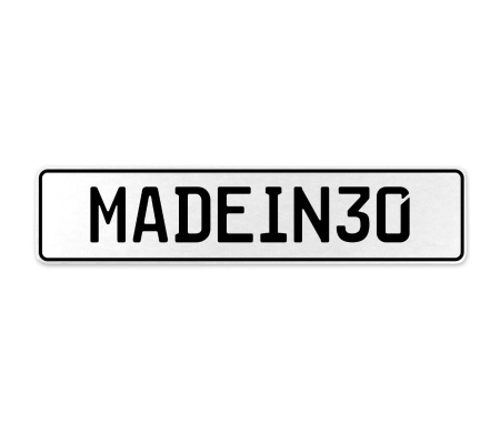 MADEIN30  - White Aluminum Street Sign Mancave Euro Plate Name Door Sign Wall
