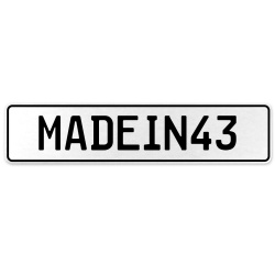MADEIN43  - White Aluminum Street Sign Mancave Euro Plate Name Door Sign Wall