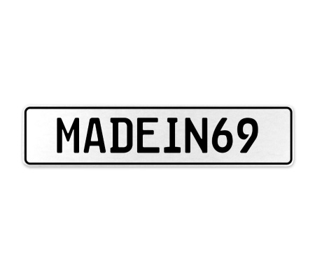 MADEIN69  - White Aluminum Street Sign Mancave Euro Plate Name Door Sign Wall