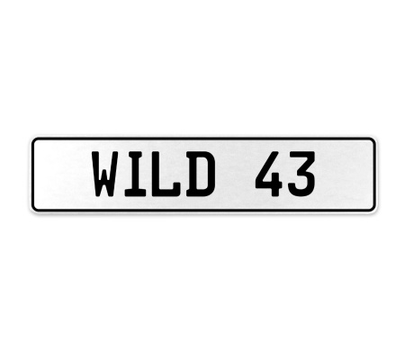 WILD 43  - White Aluminum Street Sign Mancave Euro Plate Name Door Sign Wall