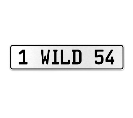 1 WILD 54  - White Aluminum Street Sign Mancave Euro Plate Name Door Sign Wall