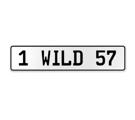 1 WILD 57  - White Aluminum Street Sign Mancave Euro Plate Name Door Sign Wall