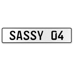 SASSY 04  - White Aluminum Street Sign Mancave Euro Plate Name Door Sign Wall