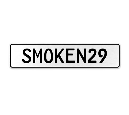 SMOKEN29  - White Aluminum Street Sign Mancave Euro Plate Name Door Sign Wall