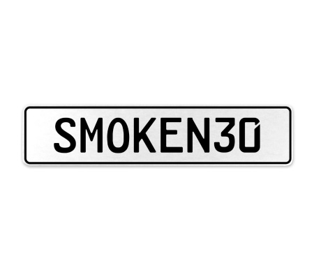 SMOKEN30  - White Aluminum Street Sign Mancave Euro Plate Name Door Sign Wall