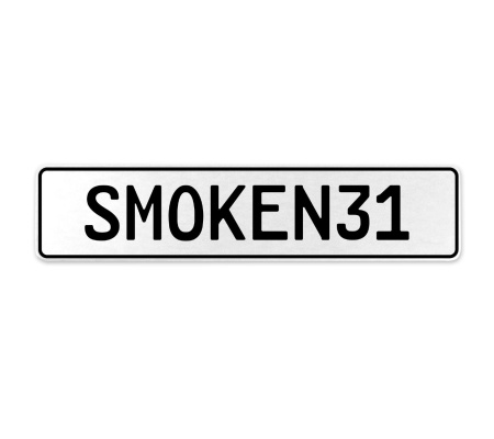SMOKEN31  - White Aluminum Street Sign Mancave Euro Plate Name Door Sign Wall