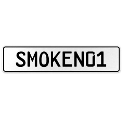 SMOKEN01  - White Aluminum Street Sign Mancave Euro Plate Name Door Sign Wall