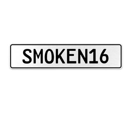 SMOKEN16  - White Aluminum Street Sign Mancave Euro Plate Name Door Sign Wall