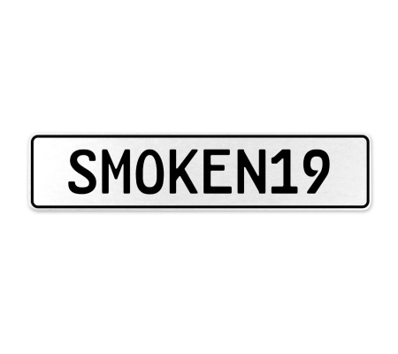 SMOKEN19  - White Aluminum Street Sign Mancave Euro Plate Name Door Sign Wall