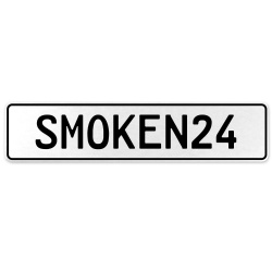 SMOKEN24  - White Aluminum Street Sign Mancave Euro Plate Name Door Sign Wall