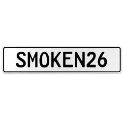 SMOKEN26  - White Aluminum Street Sign Mancave Euro Plate Name Door Sign Wall