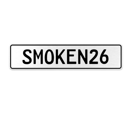 SMOKEN26  - White Aluminum Street Sign Mancave Euro Plate Name Door Sign Wall
