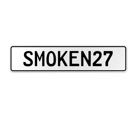 SMOKEN27  - White Aluminum Street Sign Mancave Euro Plate Name Door Sign Wall