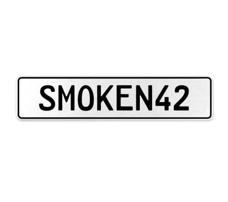 SMOKEN42  - White Aluminum Street Sign Mancave Euro Plate Name Door Sign Wall