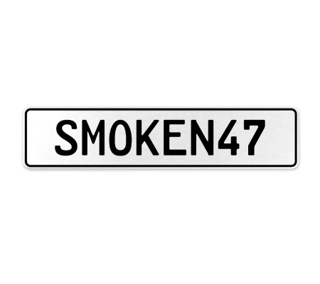 SMOKEN47  - White Aluminum Street Sign Mancave Euro Plate Name Door Sign Wall