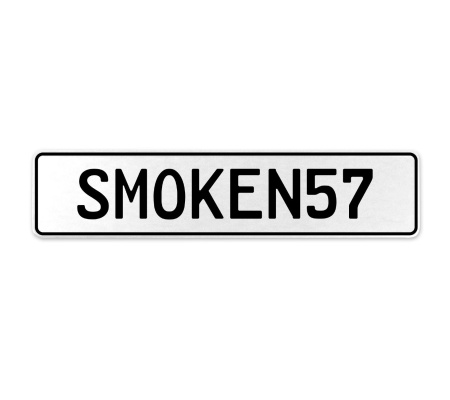 SMOKEN57  - White Aluminum Street Sign Mancave Euro Plate Name Door Sign Wall