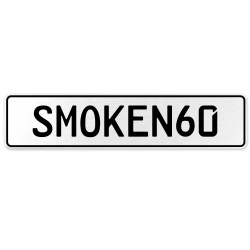 SMOKEN60  - White Aluminum Street Sign Mancave Euro Plate Name Door Sign Wall