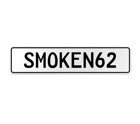 SMOKEN62  - White Aluminum Street Sign Mancave Euro Plate Name Door Sign Wall