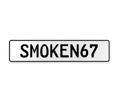 SMOKEN67  - White Aluminum Street Sign Mancave Euro Plate Name Door Sign Wall