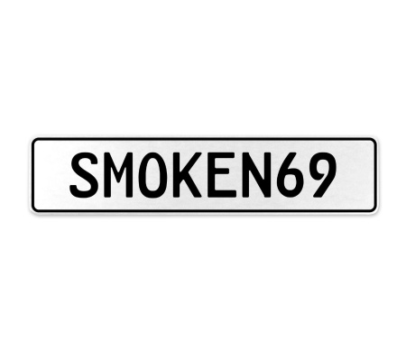 SMOKEN69  - White Aluminum Street Sign Mancave Euro Plate Name Door Sign Wall