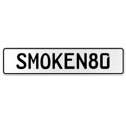 SMOKEN80  - White Aluminum Street Sign Mancave Euro Plate Name Door Sign Wall