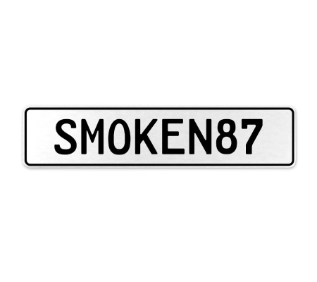 SMOKEN87  - White Aluminum Street Sign Mancave Euro Plate Name Door Sign Wall