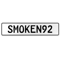 SMOKEN92  - White Aluminum Street Sign Mancave Euro Plate Name Door Sign Wall