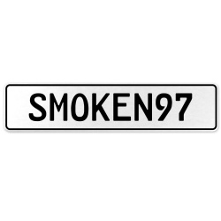 SMOKEN97  - White Aluminum Street Sign Mancave Euro Plate Name Door Sign Wall
