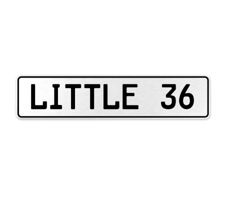 LITTLE 36  - White Aluminum Street Sign Mancave Euro Plate Name Door Sign Wall