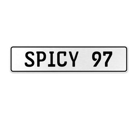 SPICY 97  - White Aluminum Street Sign Mancave Euro Plate Name Door Sign Wall