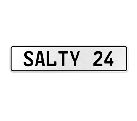 SALTY 24  - White Aluminum Street Sign Mancave Euro Plate Name Door Sign Wall
