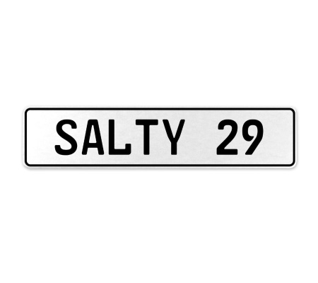 SALTY 29  - White Aluminum Street Sign Mancave Euro Plate Name Door Sign Wall