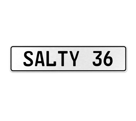SALTY 36  - White Aluminum Street Sign Mancave Euro Plate Name Door Sign Wall