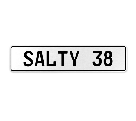 SALTY 38  - White Aluminum Street Sign Mancave Euro Plate Name Door Sign Wall