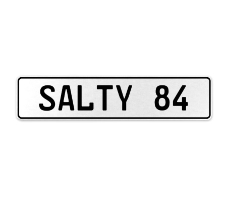 SALTY 84  - White Aluminum Street Sign Mancave Euro Plate Name Door Sign Wall