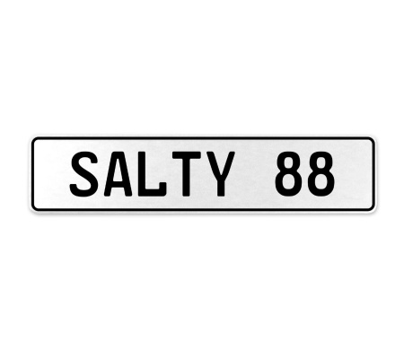 SALTY 88  - White Aluminum Street Sign Mancave Euro Plate Name Door Sign Wall
