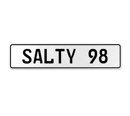 SALTY 98  - White Aluminum Street Sign Mancave Euro Plate Name Door Sign Wall