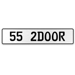 55 2DOOR  - White Aluminum Street Sign Mancave Euro Plate Name Door Sign Wall