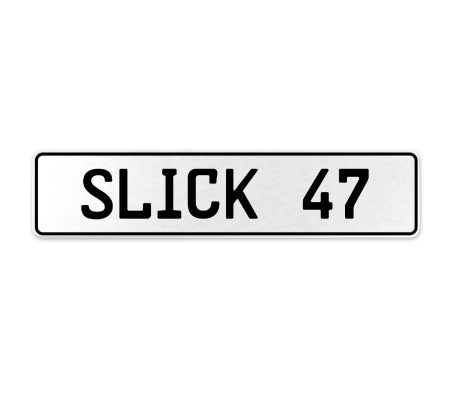 SLICK 47  - White Aluminum Street Sign Mancave Euro Plate Name Door Sign Wall