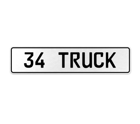 34 TRUCK  - White Aluminum Street Sign Mancave Euro Plate Name Door Sign Wall
