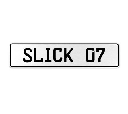 SLICK 07  - White Aluminum Street Sign Mancave Euro Plate Name Door Sign Wall