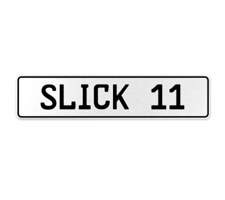 SLICK 11  - White Aluminum Street Sign Mancave Euro Plate Name Door Sign Wall