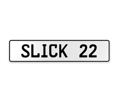 SLICK 22  - White Aluminum Street Sign Mancave Euro Plate Name Door Sign Wall