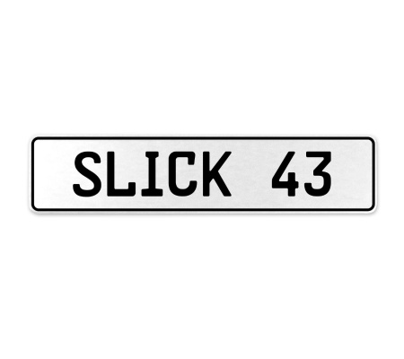 SLICK 43  - White Aluminum Street Sign Mancave Euro Plate Name Door Sign Wall