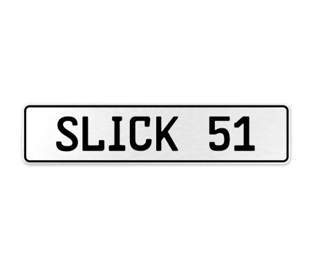 SLICK 51  - White Aluminum Street Sign Mancave Euro Plate Name Door Sign Wall