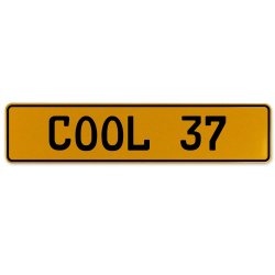 COOL 37  - Yellow Aluminum Street Sign Mancave Euro Plate Name Door Sign Wall