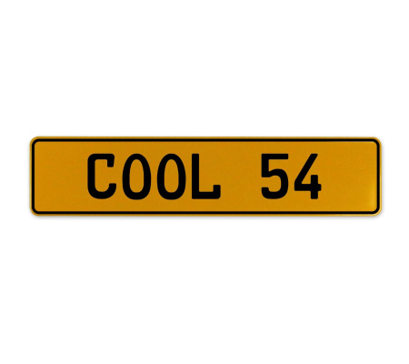 COOL 54  - Yellow Aluminum Street Sign Mancave Euro Plate Name Door Sign Wall